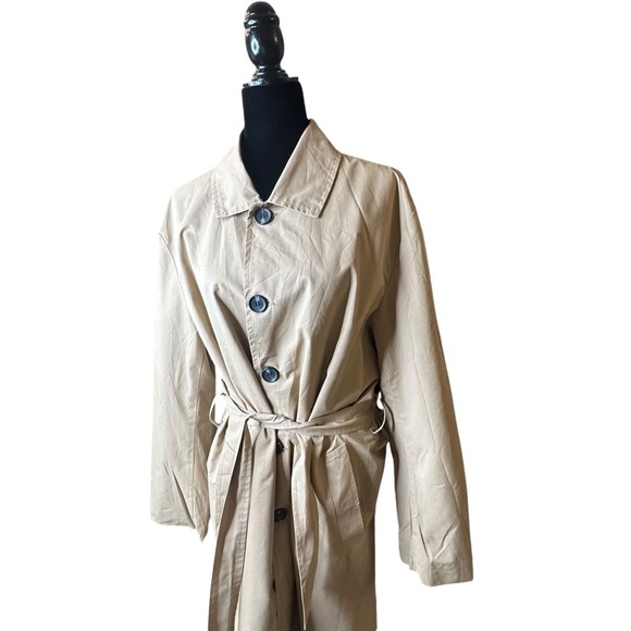 Boohoo Man, Khaki, Five Button, Midi Length, Trench Coat sz L - Picture 9 of 14